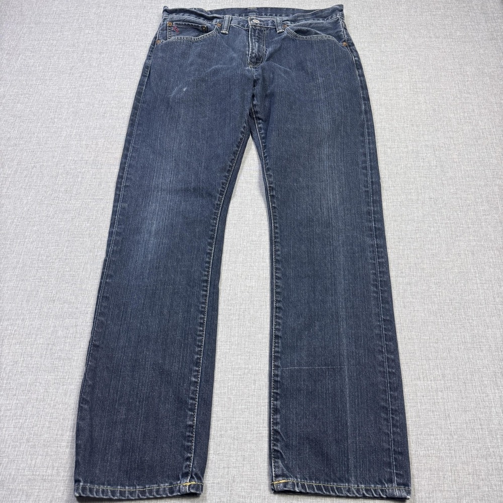 Polo Ralph Lauren Jeans‎ Mens 32x30 Slim Straight Blue Medium Wash Distressed